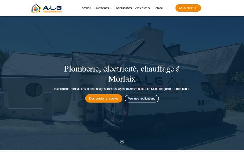 Site d’A·L·G Énergies Confort, plomberie, électricité, chauffage à Morlaix