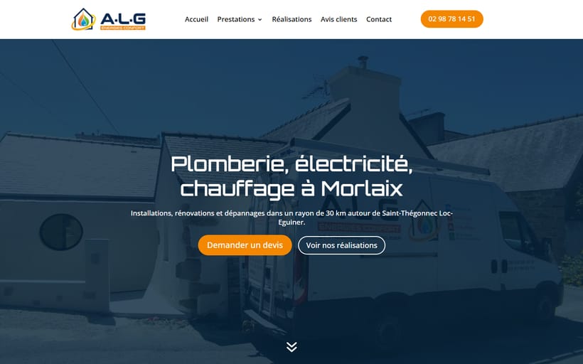 Site d’A·L·G Énergies Confort, plomberie, électricité, chauffage à Morlaix