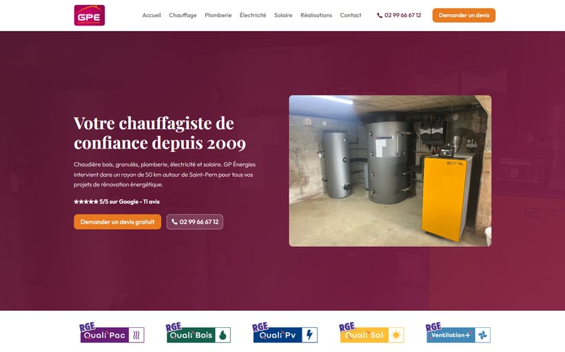 Site de GP Énergies, chauffagiste à Saint-Pern