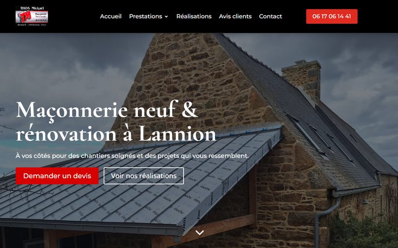 Site de TM Maçonnerie, maçon à Lannion